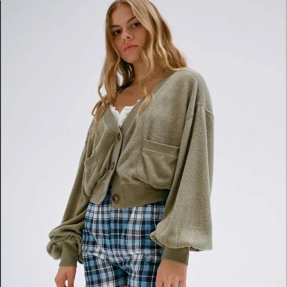 Urban Outfitters Sofia Pocket Green Cardigan